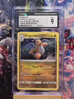2017 POKEMON SUN & MOON COSMOS-MINI PACK BLISTERS #96 DRAGONITE-HOLO CGC 9 - Image 1