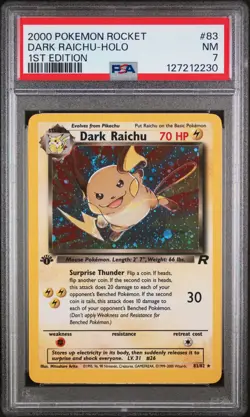DARK RAICHU HOLO 83 1ST EDITION ROCKET POKEMON PSA 7 - Image 1