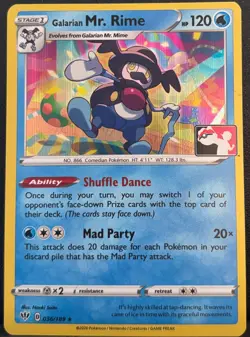 Galarian Mr. Rime 036/189 Rare Prize Pack Series Cards Pokemon Holo LP - Image 1