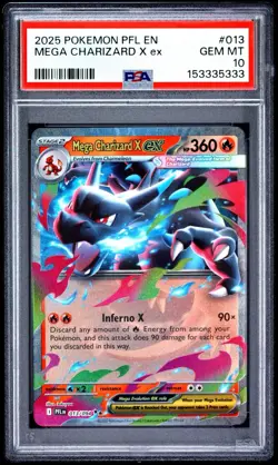 2025 POKEMON PFL EN-PHANTASMAL FLAMES #013 MEGA CHARIZARD X EX PSA 10 - Image 1