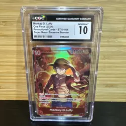 2024 One Piece PSA 10 Monkey D. Luffy ST10-006 CGC10 Treasure Booster Set Promo - Image 1