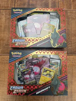 Pokemon TCG Sword & Shield Crown Zenith Collection box REGIDRAGO V 2x - Image 1