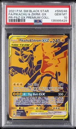 2021 POKEMON SM BLACK STAR PROMO #SM248 FULL ART/PIKACHU & ZEKROM GX PSA 10 - Image 1