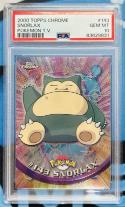 2000 Topps Chrome Pokemon T.V. Snorlax Chrome Foil #143 PSA 10 GEM MT - Image 1