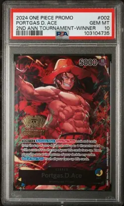 Portgas D. Ace PSA10 2024 One Piece Promos 2nd Ann Tournament-Winner #002 - Image 1