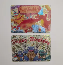 Rare Pokemon Charmander & Blastoise Happy Birthday Prism Holo Vending Cards MINT - Image 1