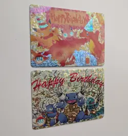 Rare Pokemon Charmander & Blastoise Happy Birthday Prism Holo Vending Cards MINT - Image 2