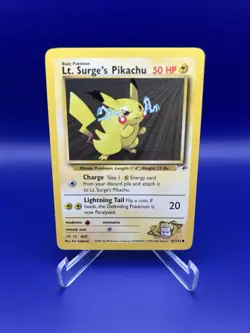 Pokemon Lt. Surge's Pikachu 081/132 Gym Heroes Unlimited English LP - Image 2