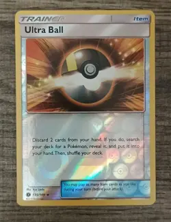 Ultra Ball 135/149 SM Base Set Uncommon Reverse Holo Pokemon TCG LP - Image 1