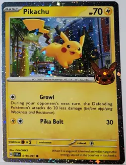 Fart Swirl 🌀 Pikachu 018 Cosmos Holo Bleed Error Rare Pokemon TCG 31 - Image 1