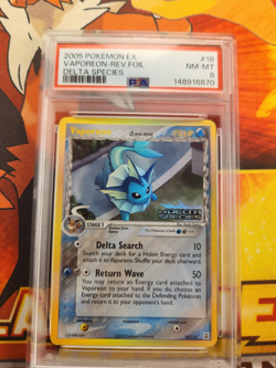 2005 Pokemon Ex Delta Species #18/113 Vaporeon δ Reverse Holo Foil PSA 8 NM-MT - Image 1