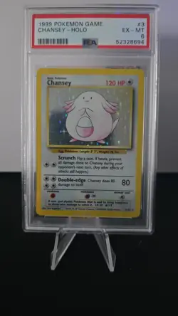 CHANSEY 1999 Pokemon Base Unlimited Holo 3/102 - PSA 6 - Image 1
