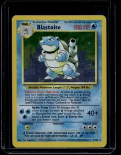 Pokemon TCG Blastoise 2/102 Base Set Holo Rare DMG - Image 1