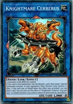Yugioh Knightmare Cerberus FLOD-EN045 1st Edition Super Rare NM - Image 1