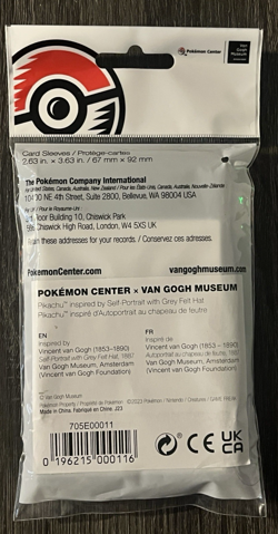 Pokemon Center × Van Gogh Museum: Pikachu with Grey Felt Hat Card Sleeves (65) - Image 2