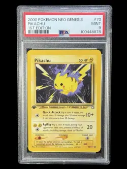 Pikachu 1st Edition Neo Genesis PSA 9 Mint #70 WOTC Pokemon Card - Image 1