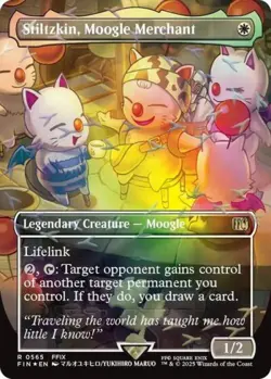 Stiltzkin, Moogle Merchant (Borderless) (Chocobo Track Foil) -Foil Near Mint MTG - Image 1