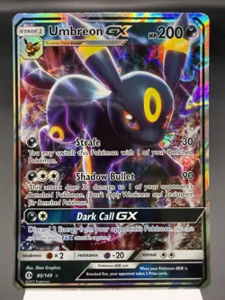 Umbreon GX 80/149 - Ultra Rare Holo -Sun & Moon Base Set Pokemon Card NM - Image 1