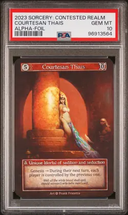 2023 SORCERY: CONTESTED REALM ALPHA FOIL COURTESAN THAIS PSA 10 - Image 1