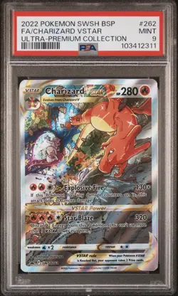 2022 POKEMON SWSH BLACK STAR PROMO #262 FULL ART/CHARIZARD VSTAR PSA 9 - Image 1