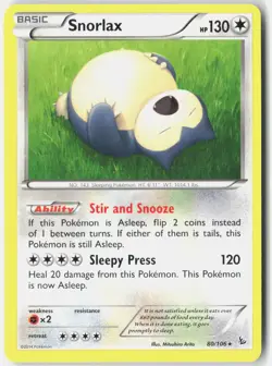 Snorlax 80/106 Rare Flashfire Pokemon Near Mint - Image 1