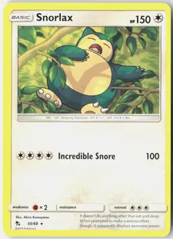 Snorlax 50/68 Rare Hidden Fates Pokemon Near Mint - Image 1