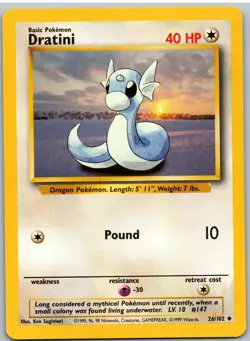 Dratini 26/102 Uncommon Base Set Unlimited Pokemon NM - Image 1