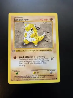 Pokemon Sandshrew Base Set Shadowless 1st Edition Basic Common 062/102 40 HP - Image 1