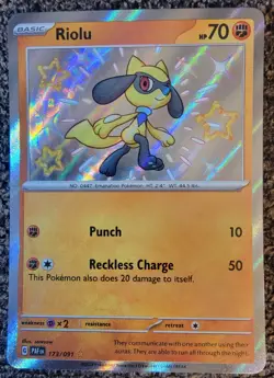 Riolu - 173/091 Scarlet & Violet Paldean Fates Shiny Rare - NM - POKEMON TCG - Image 1