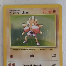 Pokemon Hitmonchan 7/102 Base Set Holo Rare 70 HP Basic 1999 English Unlimited - Image 1