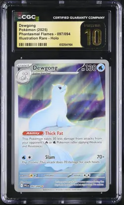 CGC 10 Dewgong 097/094 Illustration Rare Holo Phantasmal Flames Pokemon Pristine - Image 1
