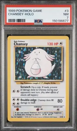 Pokemon 1999 Base Set Chansey #3 PSA 7 NM - Image 1
