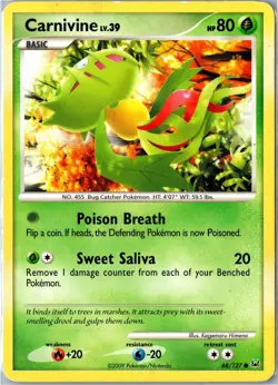 Pokemon Card - Carnivine 68/127 Platinum Common Heavily Played - Image 1
