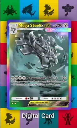 Pokemon Pocket TCG Trading Card Game 2 ⭐ Rainbow RARE Mega Steelix Crimson Blaze - Image 1