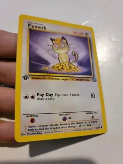 Meowth 56/64 1st Edition Jungle Pokemon TCG WoTC Vintage 1999 Euc - Image 1