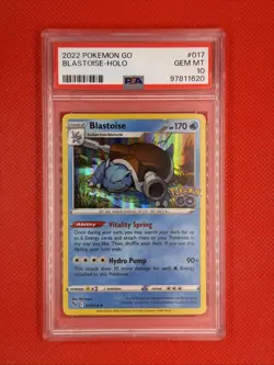 2022 Pokemon Go Blastoise Holo Rare Card 017/078 PSA 10 - Image 1