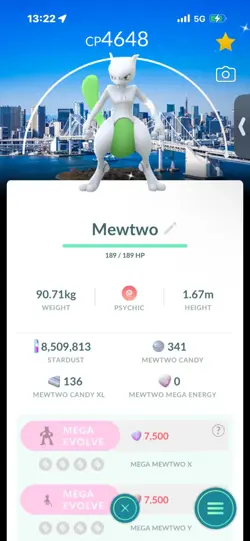 Pokemon Go Shiny Legendary Mewtwo ( Tokyo Background) ( MAX CP ) - Image 1