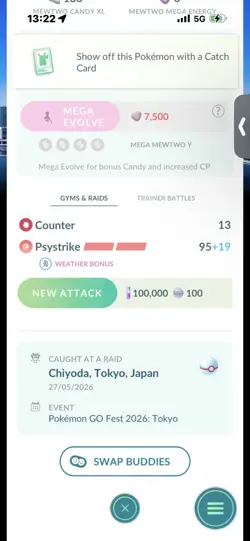 Pokemon Go Shiny Legendary Mewtwo ( Tokyo Background) ( MAX CP ) - Image 2