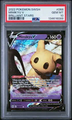 2022 POKEMON SWSH MIMIKYU V BRILLIANT STARS PSA #068 GEM MT 10 - Image 1