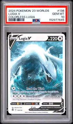 2024 POKEMON 2023 WORLD CHAMPIONSHIP DECK: COLORLESS LUGIA #138 LUGIA V PSA 10 - Image 1