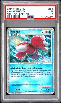 2011 POKEMON CALL OF LEGENDS #SL6 KYOGRE-HOLO PSA 1.5 - Image 1