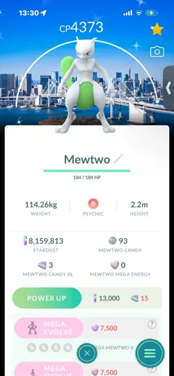 Pokemon Go Shiny Legendary Mewtwo ( Tokyo Background) ( High CP ) - Image 1
