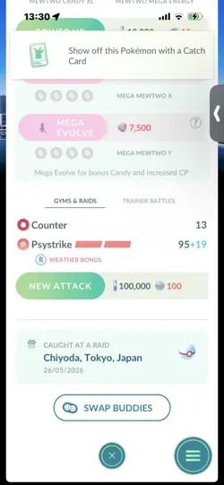 Pokemon Go Shiny Legendary Mewtwo ( Tokyo Background) ( High CP ) - Image 2