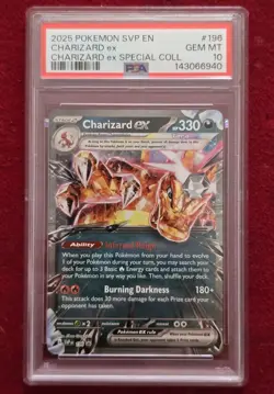 2025 POKEMON SVP EN-SV BLACK STAR PROMO #196 CHARIZARD EX PSA 10 - Image 1