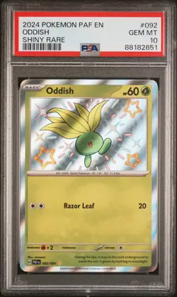 2024 POKEMON PAF EN-PALDEAN FATES SHINY RARE #092 ODDISH PSA 10 - Image 1