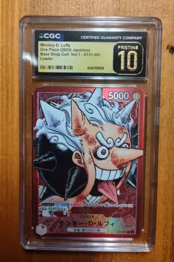 2025 One Piece JP Base Shop Coll. Vol. 1 ST21-001 Monkey D Luffy CGC 10 Pristine - Image 1