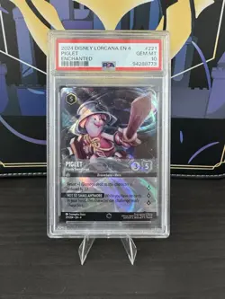 Disney Lorcana Piglet Sturdy Swordsman 221/204 Enchanted PSA 10 GEM MINT - Image 1
