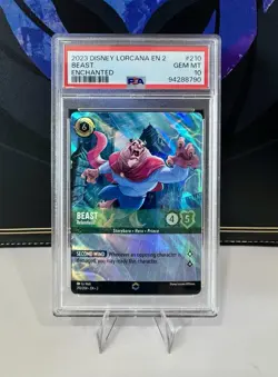 Disney Lorcana Beast Relentless 210/204 Enchanted PSA 10 GEM MINT - Image 1