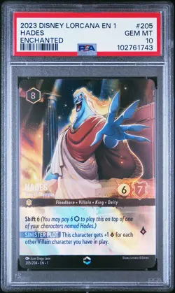 2023 DISNEY LORCANA EN 1-THE FIRST CHAPTER #205 HADES - KING OF OLYMPUS PSA 10 - Image 1