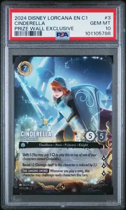 DISNEY LORCANA EN C1-LORCANA CHALLENGE PROMO #3 CINDERELLA - STOUTHEARTED PSA 10 - Image 1
